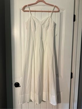 White House Black Market White Corset Poplin Midi Dress